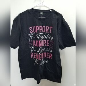 2/$25 Black Graphic T-Shirt with Pink and White Text
